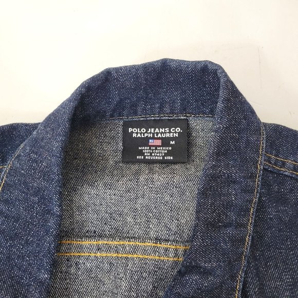 Polo Jeans Co. Ralph Lauren Studded American Flag Logo Denim Jacket - Picture 4 of 4